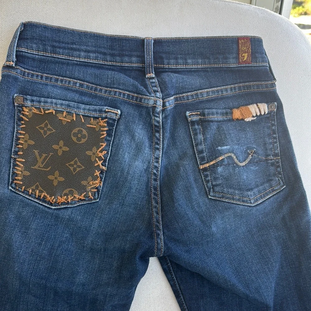 Upcycled Embroidered Denim Shorts • Size 26